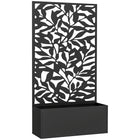 Outsunny - Jardin surélevé avec treillis - noir-Panneau d’intimité avec motifs de feuilles pleines servant de treillis 