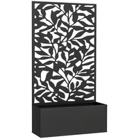 Outsunny - Jardin surélevé avec treillis - noir-Panneau d’intimité avec motifs de feuilles pleines servant de treillis 