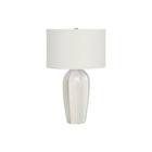 Monarch Specialties - Luminaire - 27 po H Lampe De Table - Crème Céramique - Abat-Jour Ivoire / Crème - Moderne-Cette lampe de table d'inspiration art-déco d'une hauteur de 27 pouces avec une base de vase effilée en céramique crème, surmontée d'un abat-jour tambour en lin ivoire et finie avec un fleuron argenté, apporte un style moderne et à la mode à tout salon, chambre à coucher ou espace de bureau