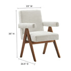 Modway - Lyra Tissu Boucle Chaise de salle à manger Ensemble de 2 - Ivoire-Cadre en contreplaqué, pieds en caoutchouc