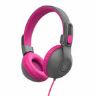 Jlab - Casque d’écoute filaire JBuddies Studio 2 - Gris/Rose-Limiteur de volume sécuritaire pour enfants à 85 dB.