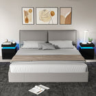 HOMCOM - Table de chevet pour chambre - noir - lot de 2-Réglez votre lampe LED alimentée par USB grâce à l’interrupteur en ligne ou à l’application Bluetooth pour plus de praticité 