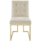 Modway - Privy Acier inoxydable doré Tissu rembourré Chaise d’accent pour salle à manger - Beige doré-Livré entièrement assemblé