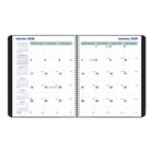 Blueline - 2026 Agenda mensuel Essential 16 mois - 9-1/4" x 7-1/4" - Noir - Bilingue-Un mois par page double avec un bloc par jour 
