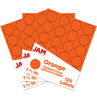 JAM Paper Sceaux autocollants ronds, 1 1/2 po, orange, 360/paquet-Taille : 1,66 po