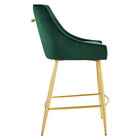 Modway - Discern Performance Velvet Tabouret de comptoir - Vert-Pieds en acier inoxydable en or brossé