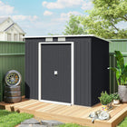 Outsunny - Abri de rangement extérieur adossé 7 pi x 4 pi avec kit de fondation-Aérations pour garder l'intérieur de l'abri métallique frais et aéré
