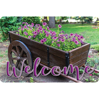 Ashley Productions - The Original Fun Mat - Tapis de Bienvenue - 15 -5" x 23 -5" - Bienvenue aux Fleurs de Wagon.-Mesure et design : Le tapis de bienvenue Wagon Flowers mesure 15,5 po x 23,5 po.