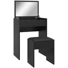 HOMCOM - Coiffeuse avec miroir rabattable et tabouret rembourré - 23,7 po L x 15,8 po l x 31,1 po H - noir-Plateau rabattable avec miroir clair pour votre maquillage quotidien 