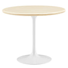 Modway - Lippa Rond de 36 po Faux travertin Table à manger, Travertin blanc-Travertin artificiel