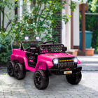 Qaba - Voiture RC électrique pour enfants 12V 7A avec commutateur 4WD/2WD - rose-Suspension absorbant les chocs et démarrage progressif pour une conduite en douceur sur différents terrains plats 