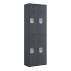 Ceha - Série RH, batterie de 2, casier 2 niveaux avec aérations à persiennes - poignée encastrée, gris graphite-Construction en acier de qualité commerciale avec revêtement poudre