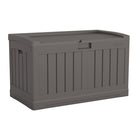Suncast - Coffre de terrasse moyen 50 gal avec siège - Stoney-La construction en résine toutes saisons offre une résistance à l’eau et une protection contre les rayons UV.
