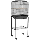 PawHut - Cage à oiseaux 49 po H avec accessoires, roulettes, support amovible, rangement - noir-Enclos pour oiseaux avec suffisamment d’espace pour les petits oiseaux tels que les pinsons et les perruches 
