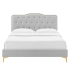 Modway - Amber Touffe Performance Velvet Lit à plateforme jumelle, Gris clair-Assemblée requise