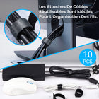 ShoppingAll - Plateau de rangement de câbles sous le bureau avec 10 attaches de câbles - Noir-7