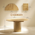 HOMCOM - Table de ferme extensible convertible ronde à ovale 43,5 po-59 po pour 6-8 personnes - finition bois naturel-MDF fiable avec une large base piédestal offrant stabilité et soutien 