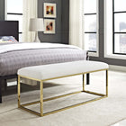 Modway - Anticipate Tissu Banc in Ivoire d’or-Base en acier inoxydable doré