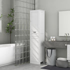 HOMCOM - Armoire de rangement haute pour salle de bain avec portes, tiroir et étagère réglable - blanc-Le design anti-basculement améliore la sécurité pour un usage familial 