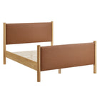 Modway - Maven Grandeur nature Cuir végétalien rembourré Lit de plateforme, Tan Oak-Cadre de lit en bois