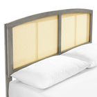 Modway - Sierra Canne et bois Lit plateforme Queen avec pieds angulaires, Gris-Rubberwood Legs