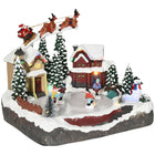 HOMCOM - Village de Noël lumineux animé avec Père Noël et renne-Comprend deux maisons, arbres de Noël, Père Noël, rennes, traîneau, bonhomme de neige, enfants patinant 