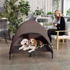 PawHut - Lit pour chien d’extérieur surélevé avec auvent, lit pour chien surélevé - café-Le tissu en maille respirante favorise la circulation de l'air et garde les chiens au frais 