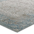 Modway - Dilys Treillis floral vintage vieilli Tapis de comédie 8 pi l x 10 pi L - Brun sarcelle et beige-Haute densité / Tissé à la machine