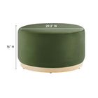 Modway - Tilden Grand Velours rond de performance de 29" Rembourré Ottoman - Moss Green Natural-Tissu résistant aux taches