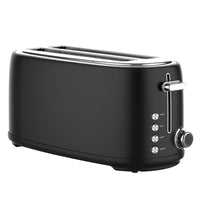 JS Gourmet - Grille-pain rétro 4 fentes longues - Noir-Capacité 4 tranches