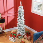 HOMCOM - Arbre de Noël artificiel 5' avec branches réalistes - Vert-La forme de crayon ne prend pas beaucoup de place sur le sol ou sur la table, convient aux petites pièces ou à un deuxième arbre de Noël dans une entrée 