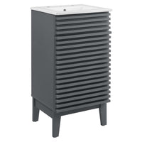 Modway - Render 18" Armoire à coiffeuse de salle de bain - Gris blanc-Style moderne du milieu du siècle