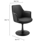 Modway - Lippa Salle à manger pivotante Cuir végane Fauteuil - Noir noir-Fauteuil de salle à manger avec base de piédestal