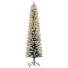 HOMCOM - Arbre de Noël artificiel floqué enneigé de 7 pieds avec lumières-Les branches floquées de neige imitent une scène hivernale fraîche et enneigée 