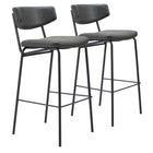 Zuo - Charon Tabouret de bar - Noir vintage - Ensemble de 2-Design ergonomique