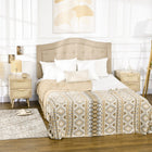 HOMCOM - Table de chevet design boho - naturel - ensemble de 2-Deux tiroirs pour un grand espace de rangement 