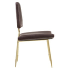 Modway - Ponder Antique Imitation cuir Fauteuil d’appoint de salle à manger - Brown-Cadre en acier inoxydable doré