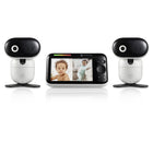 Motorola - Moniteur bébé vidéo PIP1510 Connect Wi-Fi motorisé - Blanc - Ensemble de 2 caméra-Affichage à écran partagé - Gardez un œil sur deux pièces en même temps en utilisant la fonction de visualisation intelligente à écran partagé