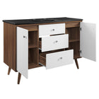 Modway - Transmit Évier simple 48" Vanette de salle de bain - Noir noyer-Tiroirs à extension complète