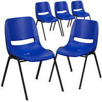 Flash Furniture - Chaise coquille marine ergonomique et empilable de la série HERCULES avec hauteur de siège de 16 po.-Ensemble de 5 chaises empilables polyvalentes