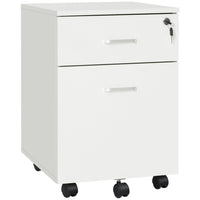 Vinsetto - Classeur mobile à 2 tiroirs verrouillables avec roulettes - blanc-2 tiroirs pour ranger vos fournitures de bureau 
