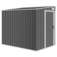 Outsunny - Abri de rangement extérieur adossé 5 pi x 7 pi avec kit de fondation-Fonctionne comme abri à vélos en métal, abri à outils, abri pour générateur ou espace de rangement pour tondeuse à gazon  
