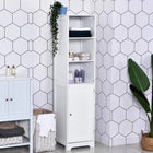 Kleankin - Armoire de rangement de salle de bain haute et étroite - blanc-Étagères réglables sur 3 niveaux à l'intérieur de l'armoire pour répondre à différents besoins de rangement 