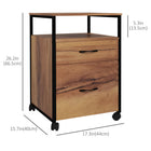Vinsetto - Armoire de classement mobile Letter/A4 avec tiroirs et barres de suspension - brun rustique-Quatre roulettes dont deux avec freins permettent de le déplacer où vous en avez besoin 
