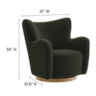 Modway - Montrose Ailier Sherpa Chaise pivotante d’accent - Noyer de fougère-Rembourrage sherpa duveteux