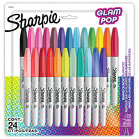 Sharpie - Marqueurs permanents − Pointe fine − Couleurs assorties − Paquet de 24-Marqueurs permanents Sharpie avec de l’encre qui marque sur le papier, le plastique, le métal et la plupart des autres surfaces