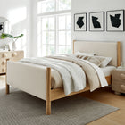 Modway - Maven Grandeur nature Tissu tapis Lit de plateforme, Chêne d’ivoire-Tissu en tissage à bruyère