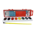 Charles Leonard - Ensemble de peinture aquarelle semi-humide, poêle ovale avec pinceau, 8 couleurs assorties, 12 ensembles-Vendu en 12 ensembles, chaque ensemble comprend 8 couleurs vives et 1 pinceau en nylon