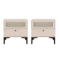 Manhattan Comfort - Lot de 2 tables de chevet modernes Amara 39,4" - Rose pâle et blanc-Table de nuit moderne pour chambre et salon lot de 2