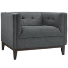 Modway - Serve Tissu rembourré Fauteuil - Gris-Pieds en caoutchouc teintés de noyer
